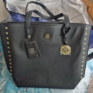 Christian LaCroix Black Tote Bag with Gold Studs